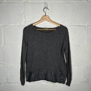 Joie Women's Gray Bastienne Sweater Wool Cashmere Long Sleeve Lace Sweater